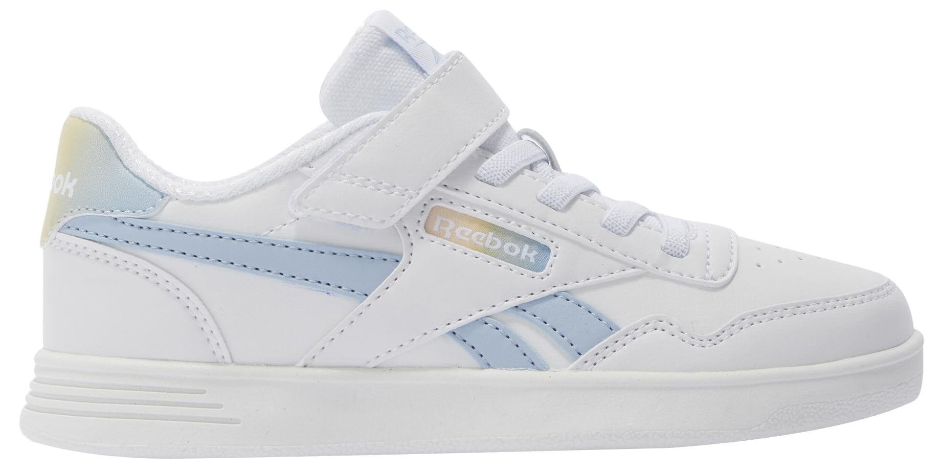 Reebok Court Advance Elastic & TOP Strap Sneaker, FTWRWHITE/Y2KBLUE/BLEACHEDYELLOW, 13 UK Child