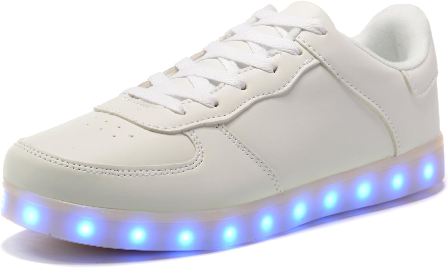 HengVanTong USB Charging 11 Colors LED Shoes, Light Up Flashing Fashion Sneakers for Mens & Womens, White 37