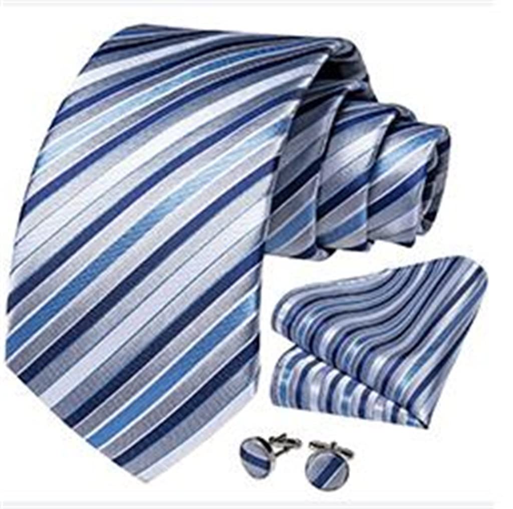 Corbata Formal a Rayas, Corbata de Seda, pañuelo, Gemelos, Corbata de Boda para Hombre, Traje de Negocios, pañuelo, Gemelos