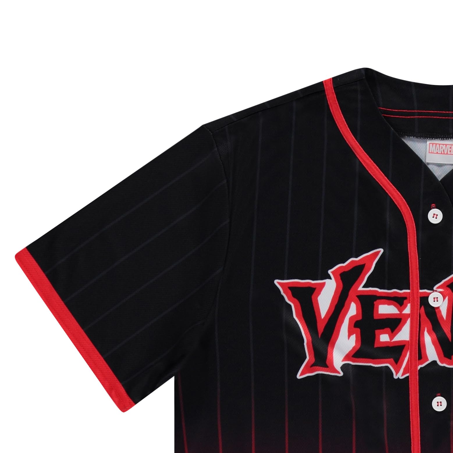 Marvel Venom - Camiseta de béisbol de Malla para Hombre, Eddie Brock, Flash Thompson, Mac Gargan, Camiseta de béisbol de Malla con Botones, Negro Rojo, S