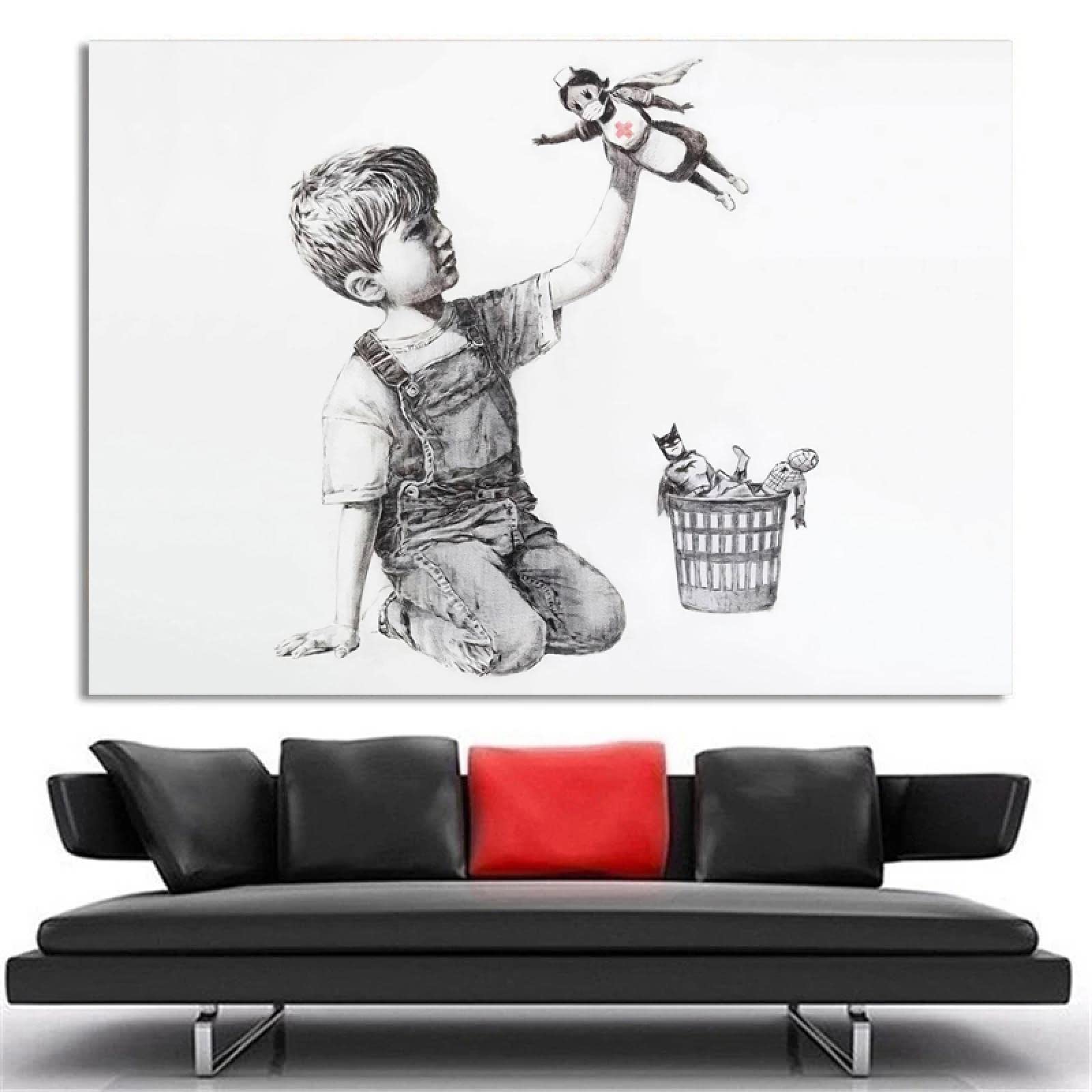 ARTSPRINTS Stampa fotografica su tela incorniciata di Banksy Martin