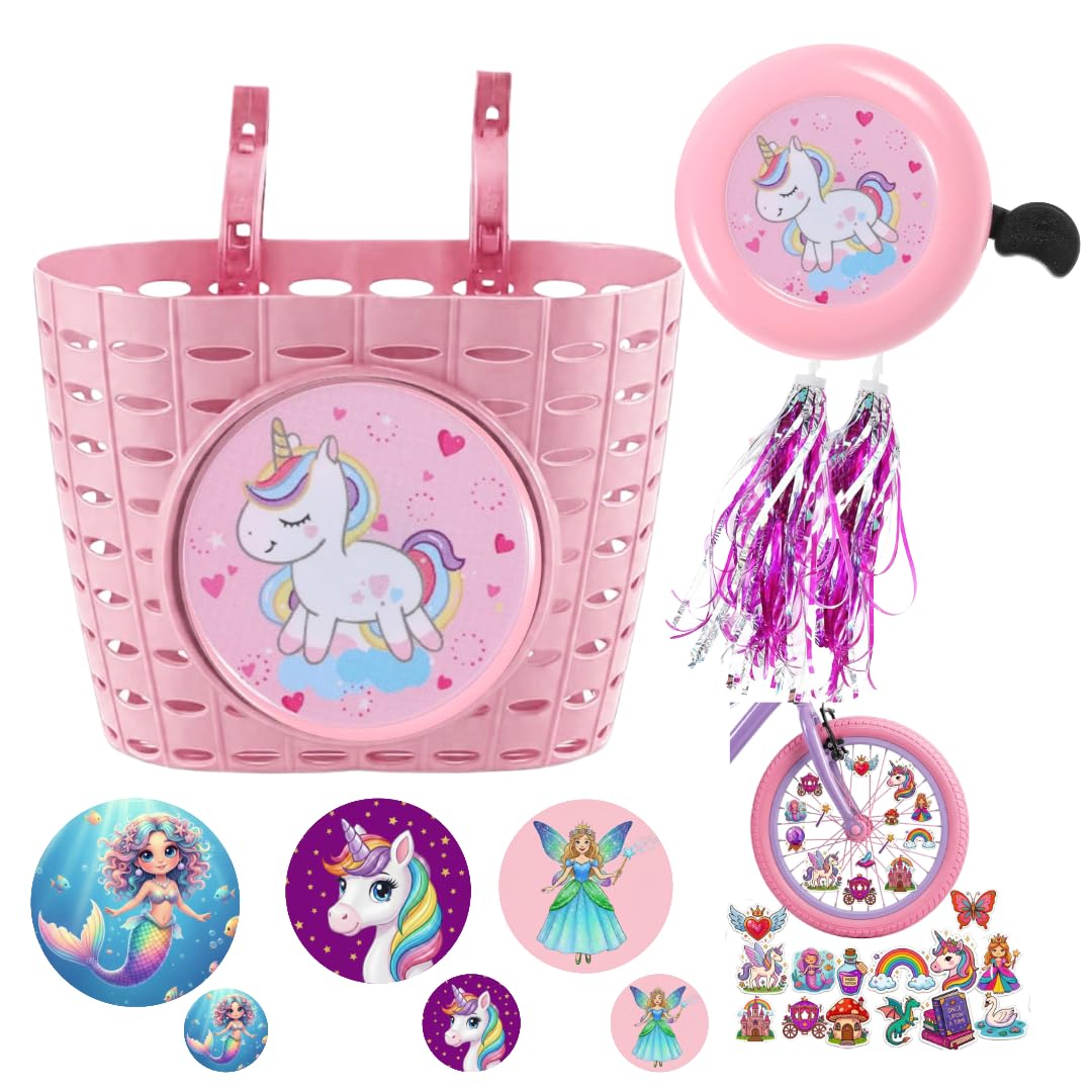 Kids Bike Basket Set - Unicorn & Dino Themes -14 Kids Bike Basket Set - Unicorn & Dino Themes -14