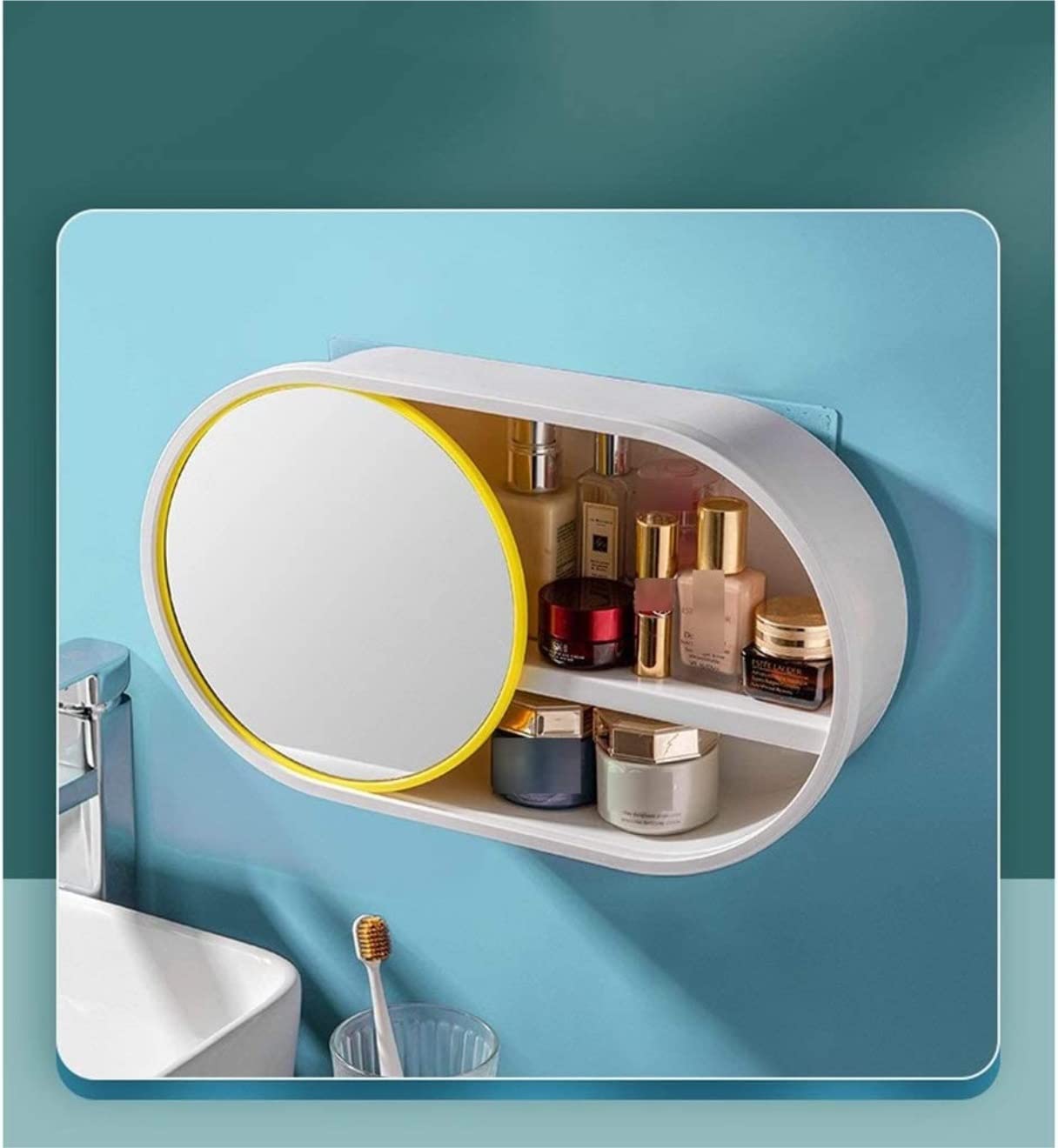 Organizer Trucco Espositore per Matite per Sopracciglia con Supporto per Cosmetici A Parete Organizzatore(Yellow)