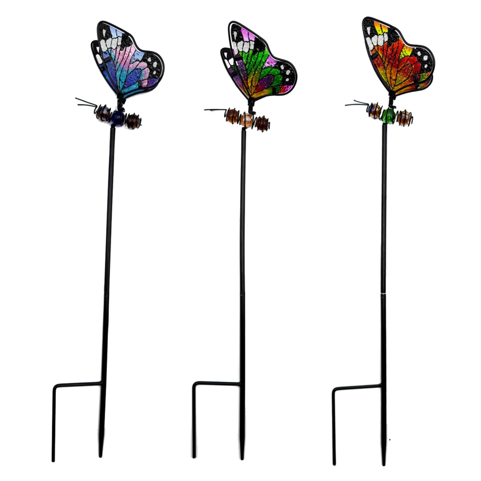 3Pcs Metal Butterfly & Dragonfly Garden Stake Decor Waterproof Yard Ornamen