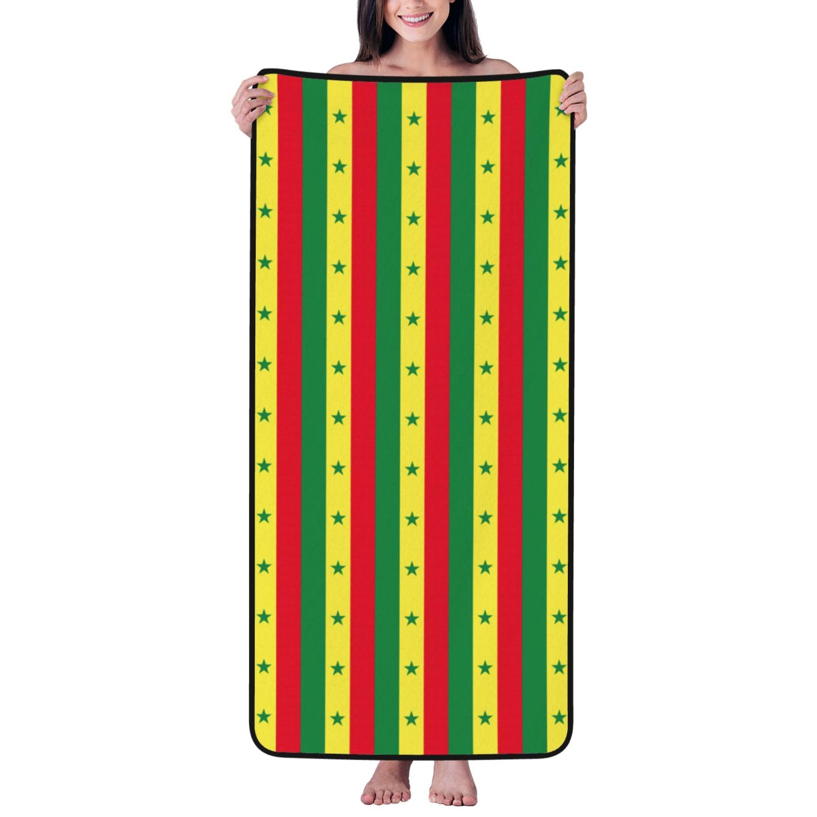pojknbv Flag Of Senegal Print Comfortable Coral Velvet Bath Towel Home Bathroom Hotel Spa Beach Travel Holidays