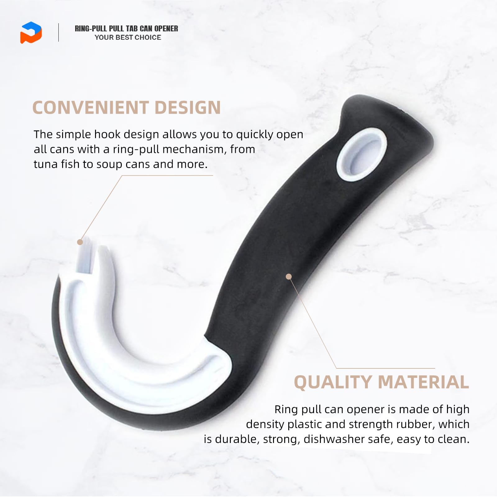2-Pack Ring Pull Can & Jar Openers - Sturdy Plastic Tool With Rubber Grip For Easy Lifting