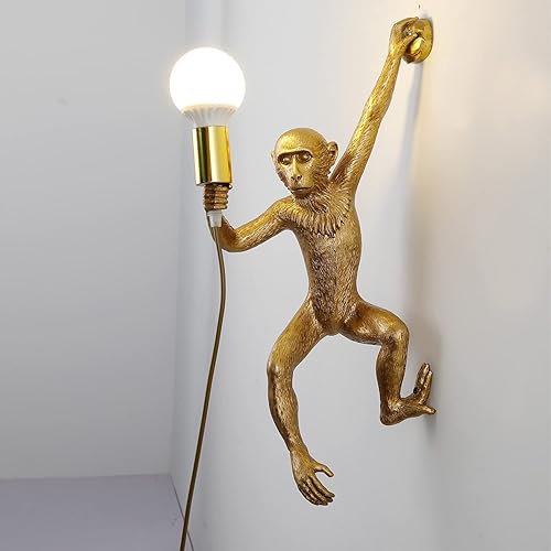 Miniatura 9 de Jorunhe Apliques de pared enchufables, lámpara de pared de mono de resina, interruptor de encendido y apagado de 21.65 x 11.81 pulgadas, lámpara de