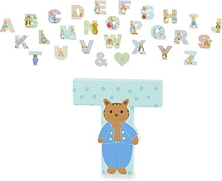 Peter Rabbit Wooden Letters by Orange Tree Toys, Letter T with Tom Kitten- Alphabet Animal Letter for Personalised Baby Name, Toy Box, Door, Wall Decorations, Animals Nursery Decor, Boys Girls Bedroom