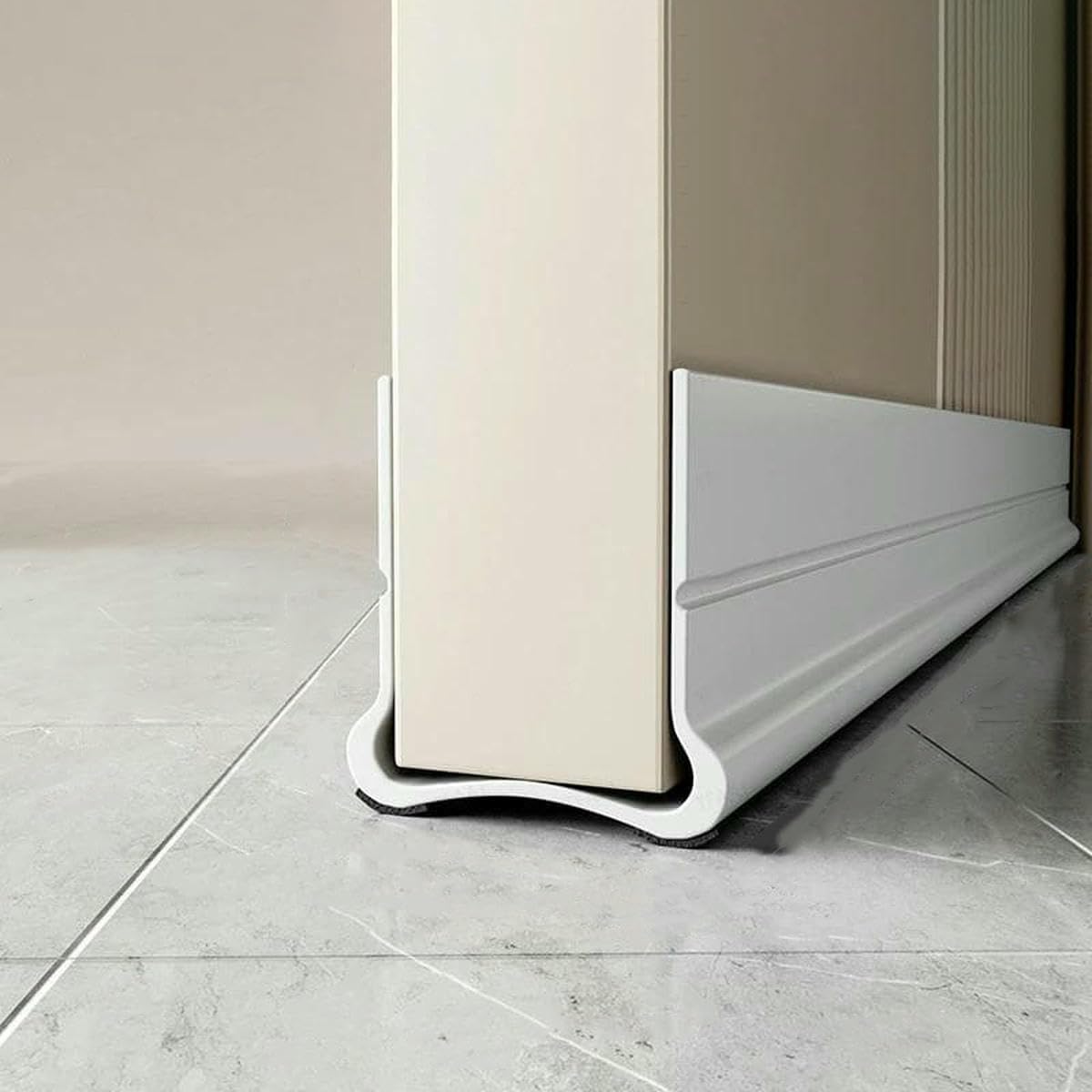 Flexible Door Bottom Sealing Strip Door Gap Soundproofing Wind and Dust Proof Weather Strip Under Door Draft Stopper Tape-Upgraded White