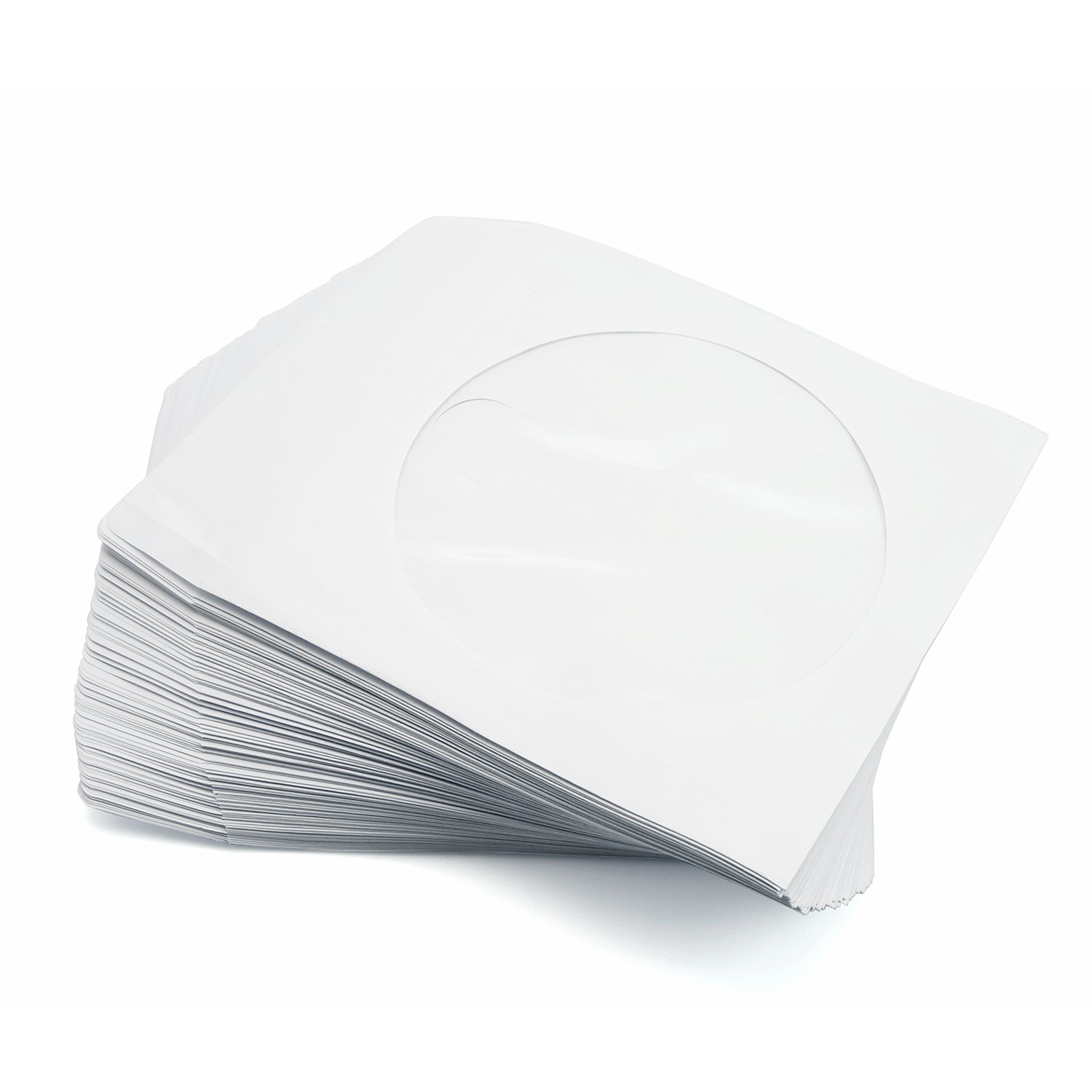 1000x CD DVD Papier Hüllen/Papierhüllen,CD Papier Sleeves mit Fenster, weiß mit transparentem Fenster