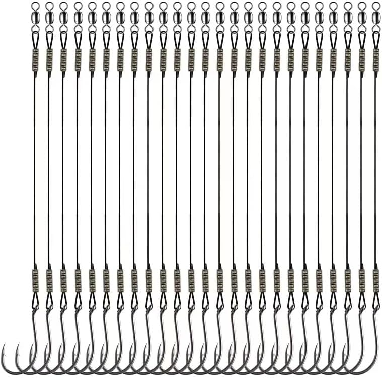 YOTO Circle Hooks Rigs with Saltwater Steel Leader Wire, 25/50PCS Octopus Hook Rig for Bass Catfish Fishing