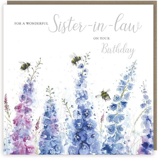 Tracks SISTER IN LAW Birthday Love Country Foil Fleck Greeting Card, 159cm x 159cm / 6.25 x 6.25 Inches (LC067)
