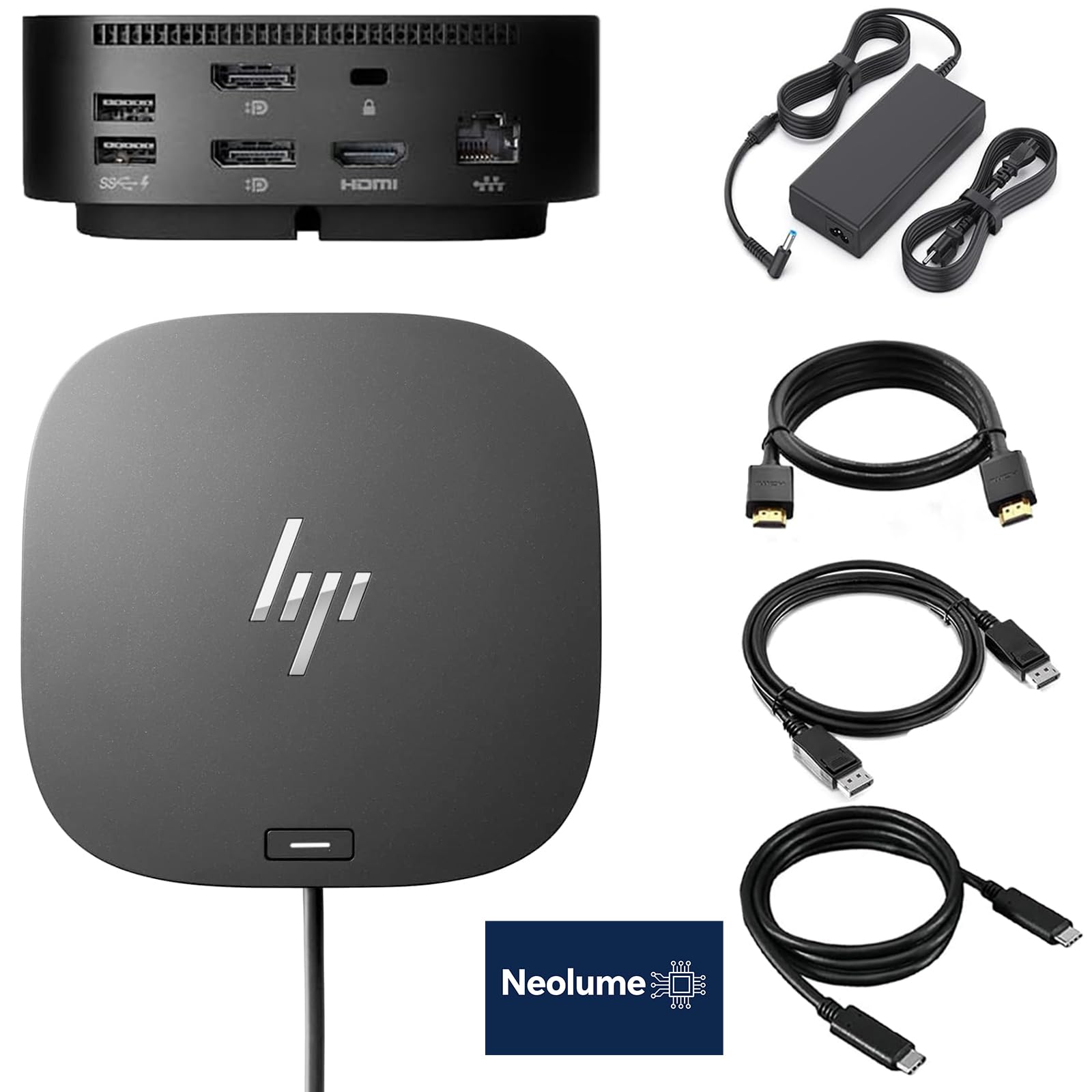 HP G5 Dockingstation 120W Essential USB-C Thunderbolt Docking Station mit 120W AC Adapter + HDMI Kabel + DisplayPort Kabel + USB-C Kabel