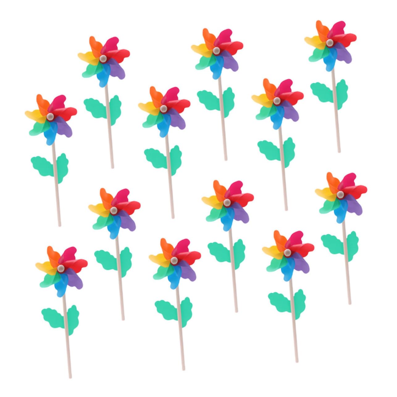 12 Pezzi Girandole Per Bambini Da Giardino Girandole Di Plastica Arcobaleno Mulini A Decorazioni Per Bambini