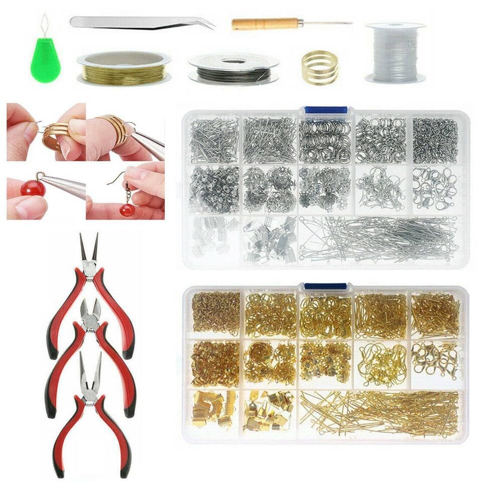 1010Pcs Jewelry Making Kit DIY Sterling Beading Repair Tools Craft Supplies Set