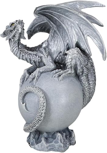 Ebros Gift Dream Weaver Fantasía Wyrmling Sombra Blanca Fantasma Dragón Dormir En Luna Gris Figura 6" Alto Celestial Drake Dungeons and Dragons