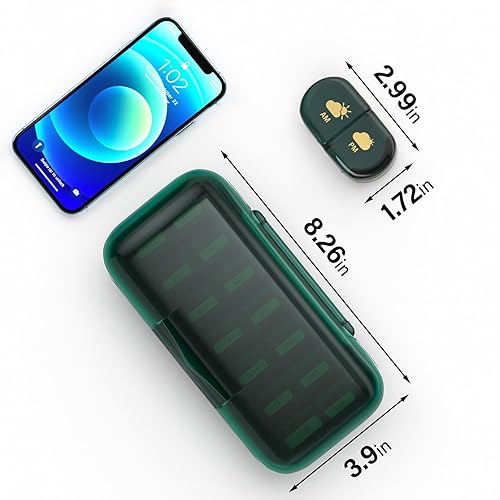 Miniatura 7 de Organizador semanal de pastillas 2 veces al día, a prueba de humedad, compartimentos desmontables, pastillero AM PM 2 x 7 días, organizador de