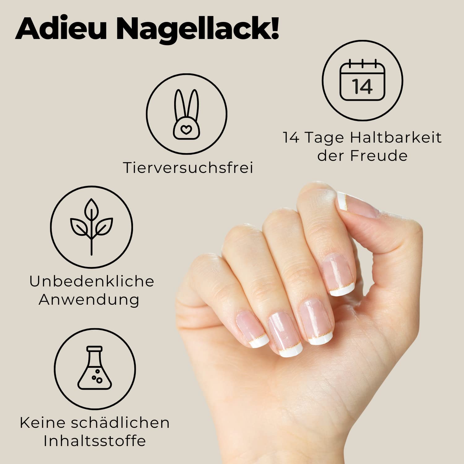 Miss Sophie Pellicola per unghie - "Delicate Tips", Transparent, Brillantini, Bianco, Nail Wraps -24 pellicole per unghie autoadesive ultrasottili a lunga durata