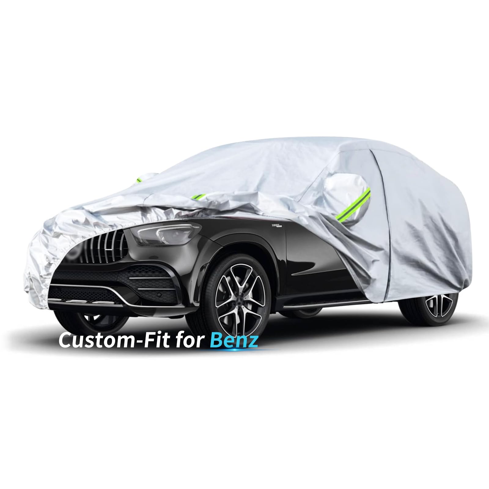 Custom-Fit for MERC-edes Benz Car Cover, 7 Layers Car Cover Waterproof All Weather for Automobiles, Outdoor Full Cover Rain Sun UV Protection with Zipper (for Benz E-Class)