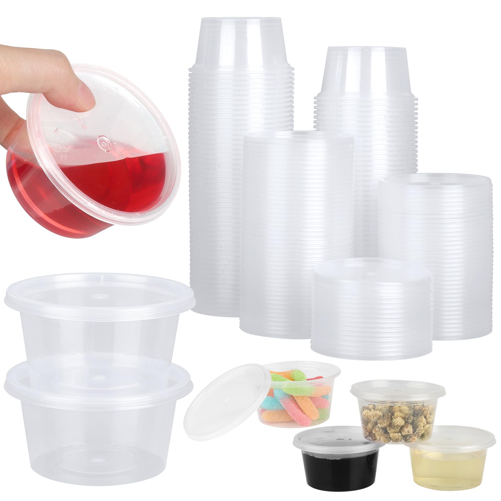 Récipients Sauce Vinaigrette 100 Petits Pots Sauce 25 Ml Avec Couvercles - Réutilisables Et Micro-ondables - Pour Condiments Et Snacks Pots Sauce