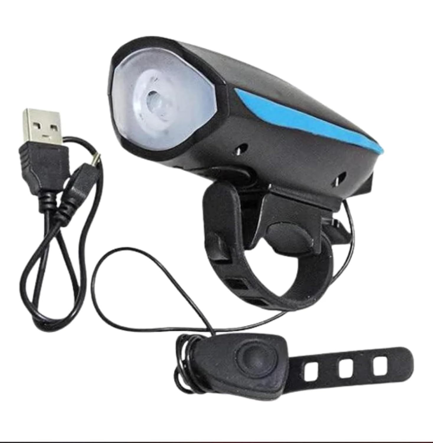 CYIDER Cycle Horn and Light Combo for Bicycle – 250 Lumen LED, 140 dB Electric Horn, 5 Sounds, Waterproof, USB Rechargeable | Cycle Light and Horn for Kids & Adults