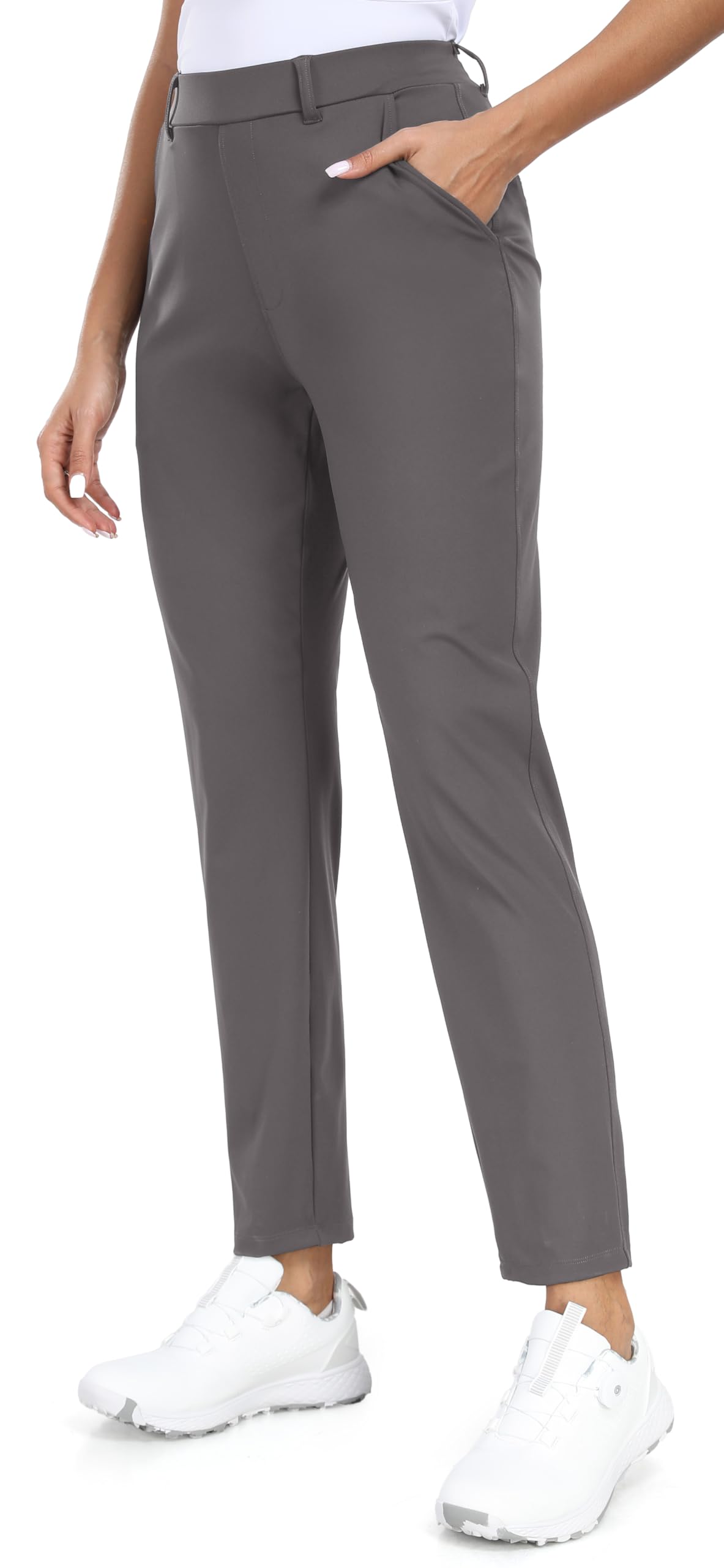 IUGA Stretchy Work Pants for Women 7/8 Ankle Golf Pants Pull On Business Casual Travel Dress Pants with Pockets