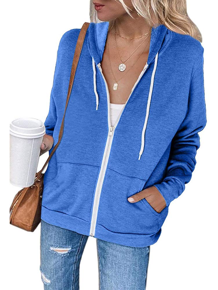 Onsoyours Sudaderas Mujer Con Capucha Suelta Bloque De Color A Rayas Camiseta De Manga Larga Túnica Suéter Con Cordón Tops Con Bolsillos Z4 Blanco XS
