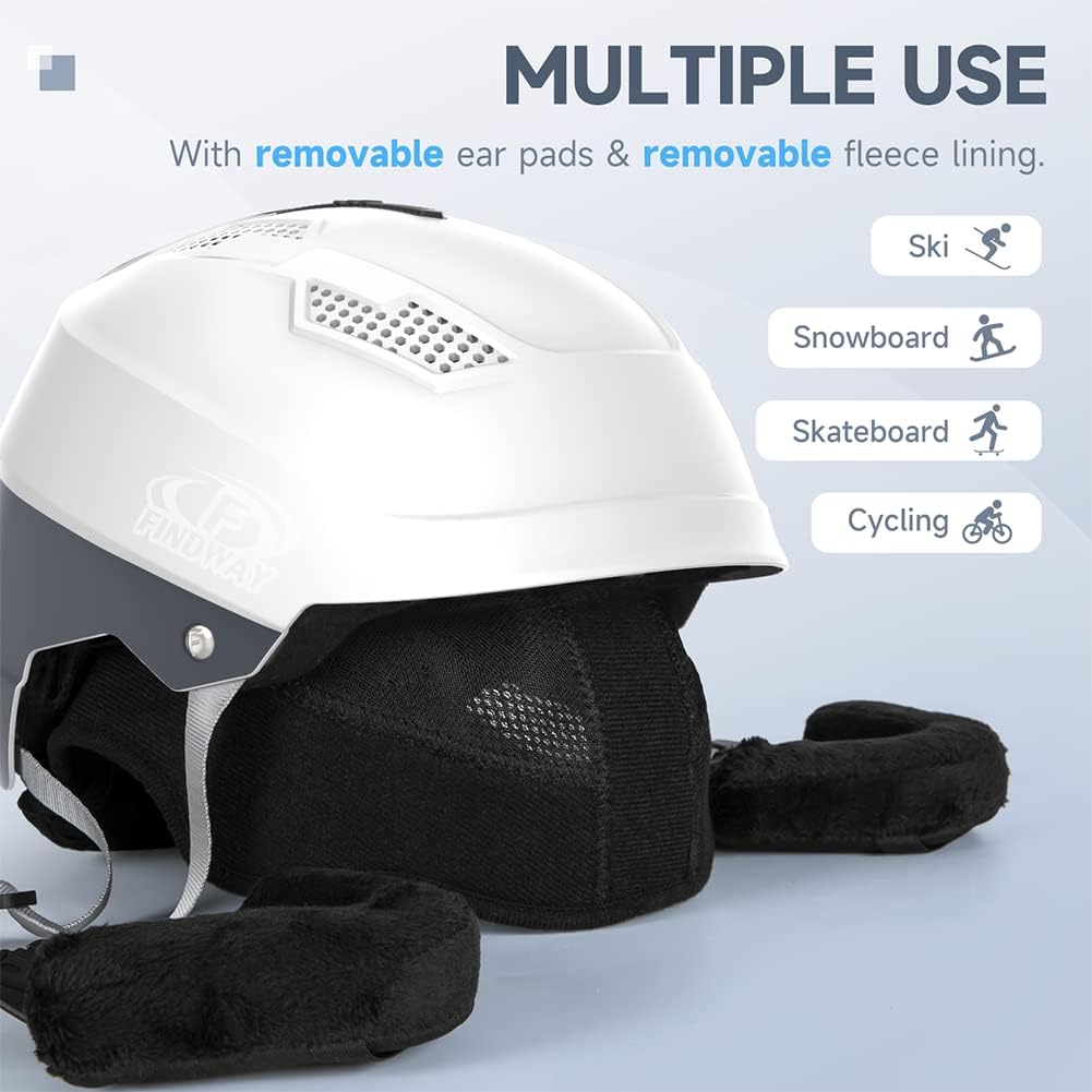 Findway Pro Ski Helmet, Goggle Compatible Snowboard Helmet,[Safety-Certified & Removable Liners] Shockproof and Lightweight Snow Sports Helmet for Men, Women & Youth