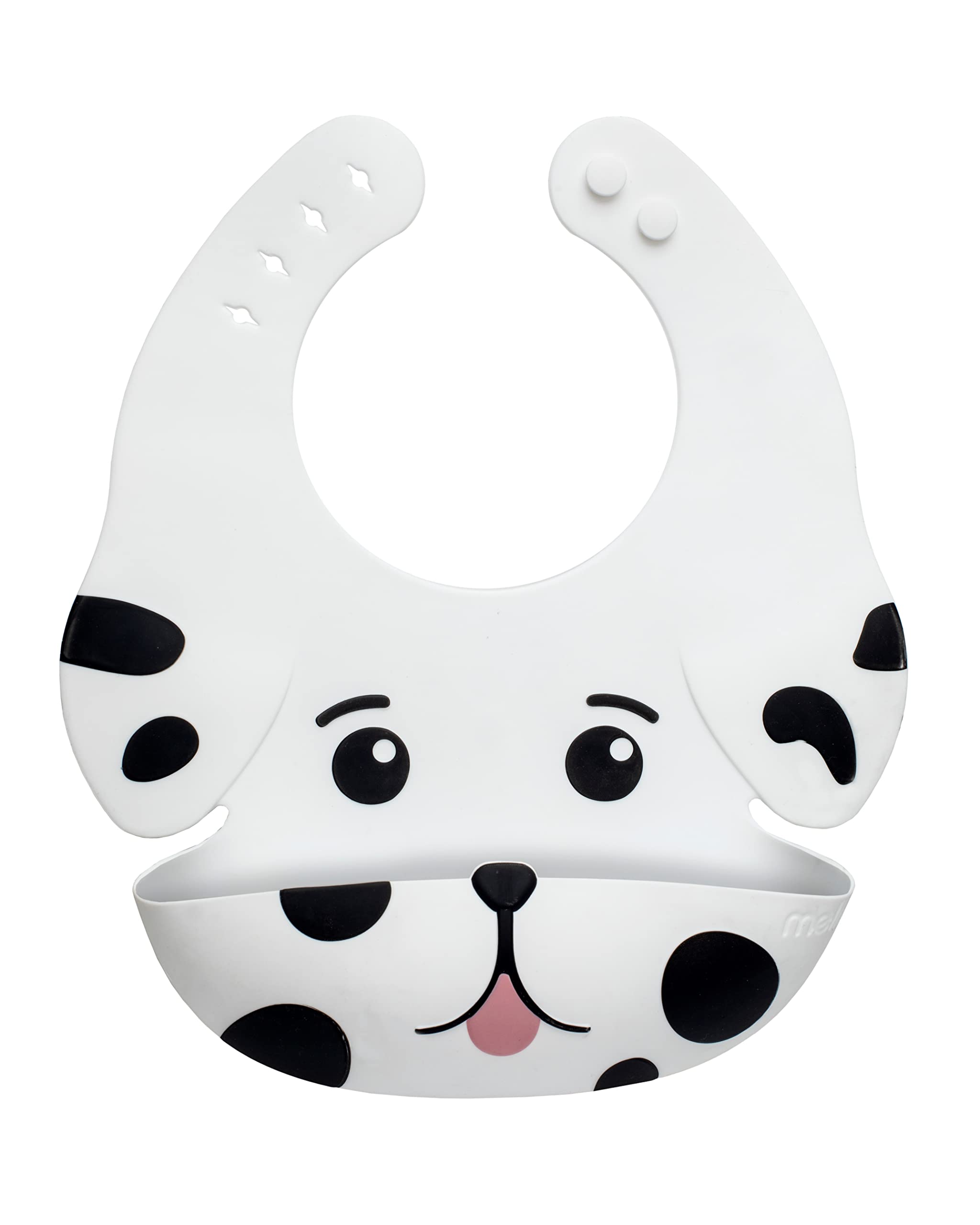 melii Silicone Weaning Bib with Large Food Catcher for Babies and Toddlers (Dog)