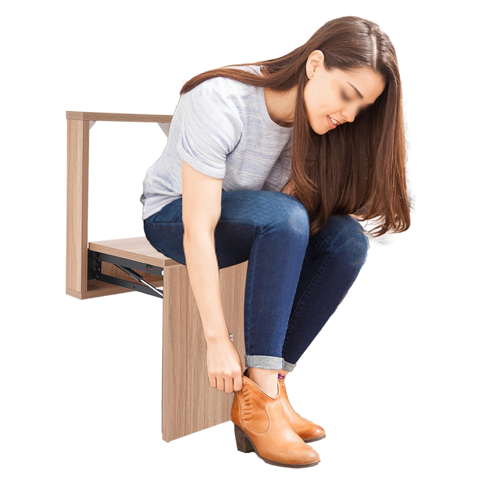 DDBESSIC Pull Out Bench Space Saver Wall Mounted, Folding Wall Mounted Folding Entryway Stool, 14 X 16in Invisible Shoe-Changing Stool for Home Entrance Restroom Bathroom (Walnut)