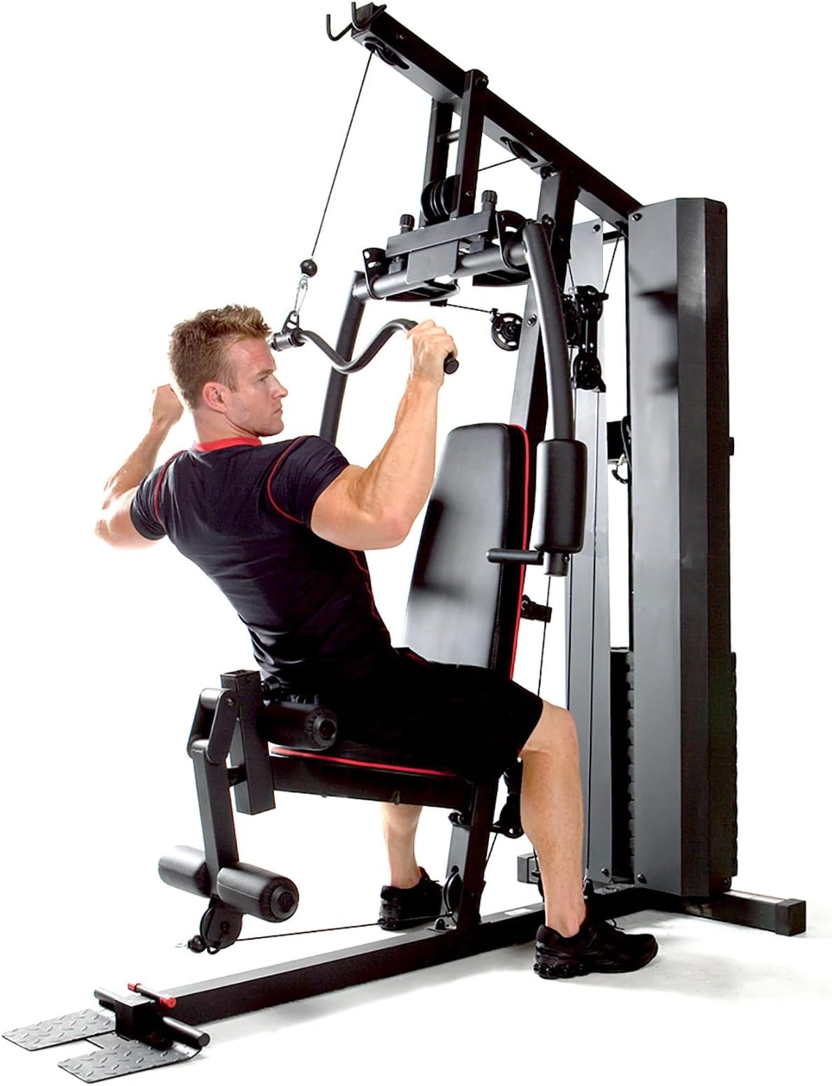 Marcy MKM-81010 Home Gym with 90kg Weight Stack & Triple Function Arms - Black/Red