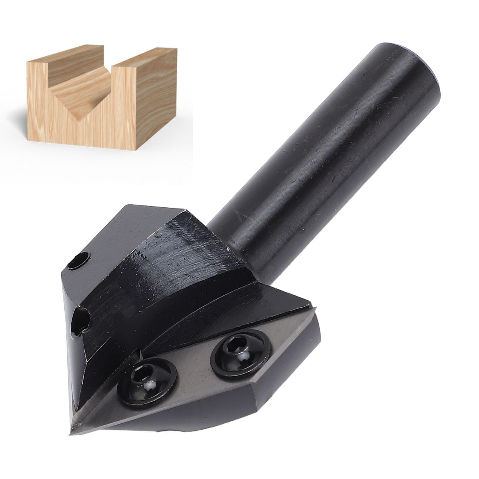Fresa a intaglio a V con inserto in carburo di tungsteno a 90 e 120 gradi, fresa per router a gambo da 1/2 pollice per incisione e fresatura di scanalature nel legno, lunghezza