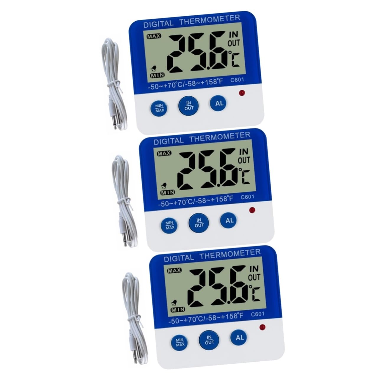 Alipis 3 Pz Termometro Ed Esterno Termometri Digitali Termometro Per Interni Allarme Di Alta e Bassa Temperatura Termometro C601 Termometro Digitale Blue