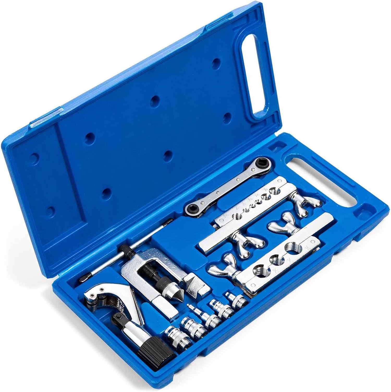 Flaring Tool Kit, Breakline & HVAC Swaging Tool Set for 45° Single Flares on Copper, Aluminum, Brass, and Soft Steel Lines with Tube Cutter, Breakline & Refrigerator Repair
