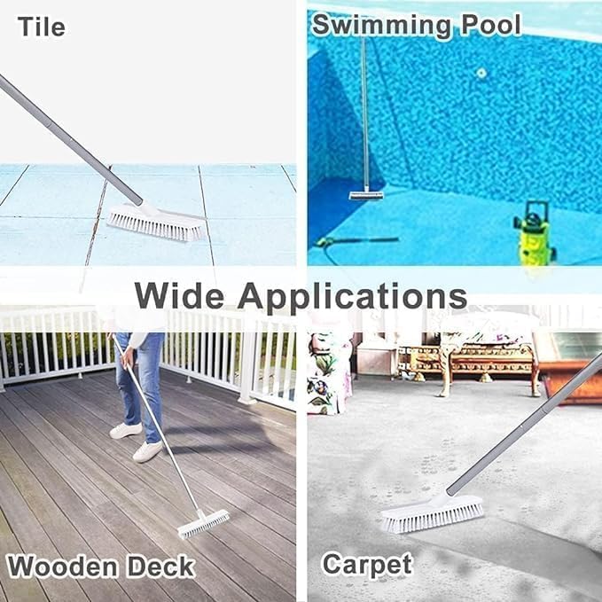 Image of 2-in-1 Bathroom Brush with Wiper Long Handle Floor Scrub Brush with Head for Deep Cleaning Tiles, Toilet, Shower, Walls & Kitchen Floor Cleaning Brush. (1 pcs)