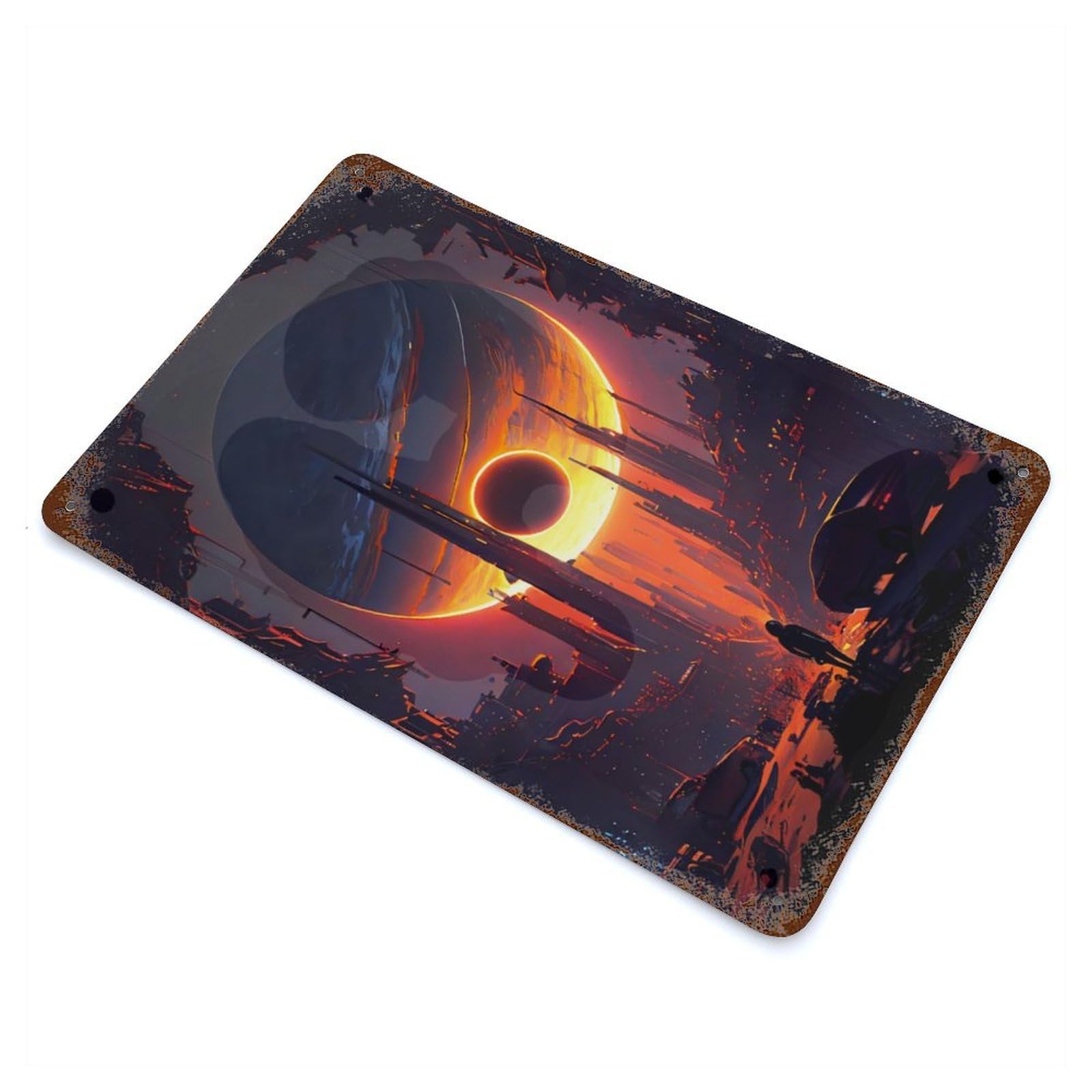 City Beneath A Sun Vintage Rust Metal Sign 11.8"x7.9", Farmhouse Wall Decor for Garage, Pub Or Kitchen