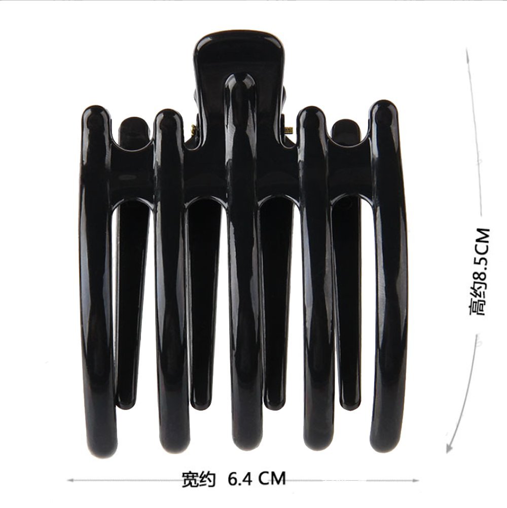 Pinzas grandes de plástico antideslizantes para el cabello, pinzas con dientes interiores para mujeres y niñas (negro + marrón) 2