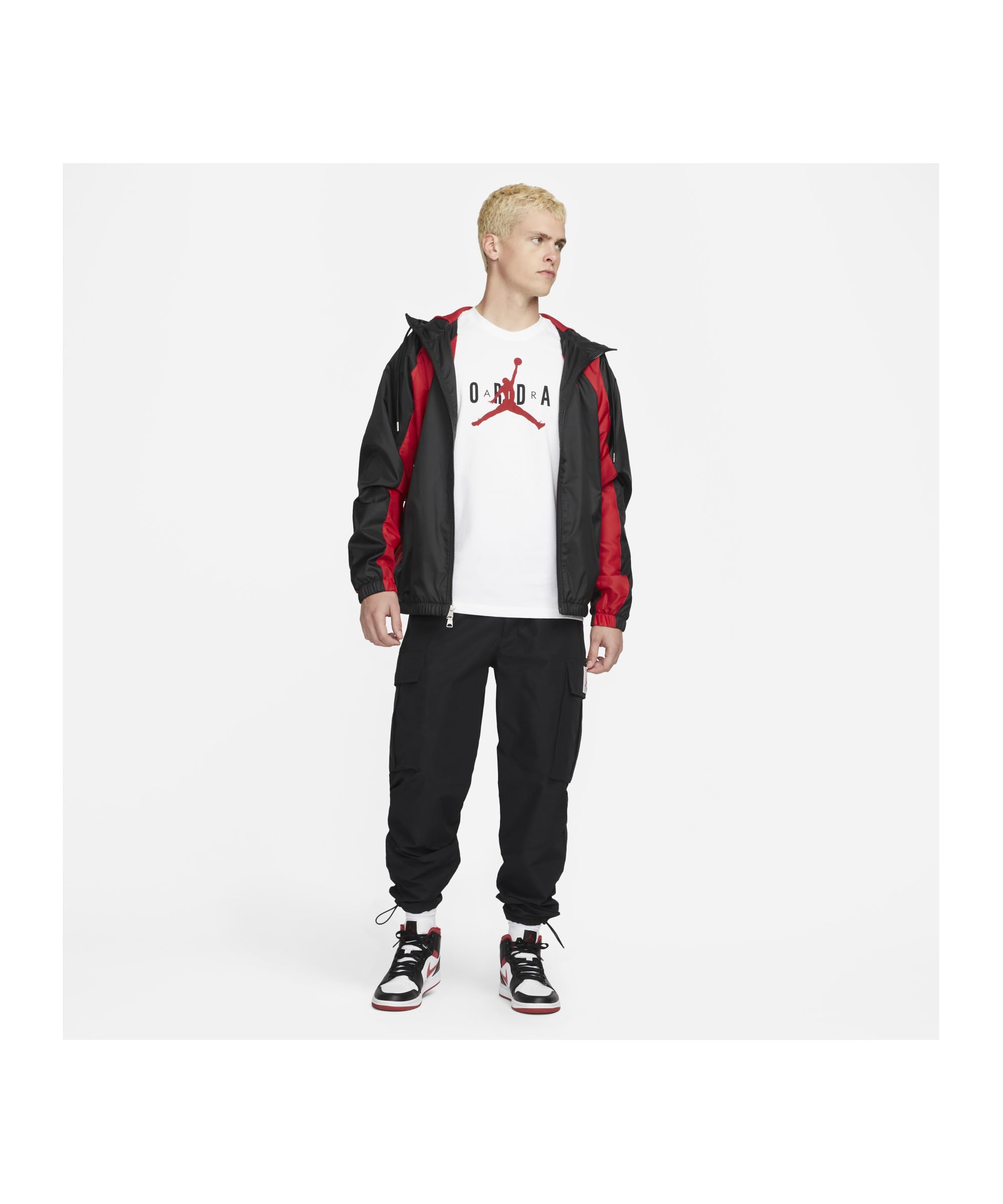 NIKE Jordan Air Wordmark Camiseta, Blanco (White/Black/Red), L para Hombre