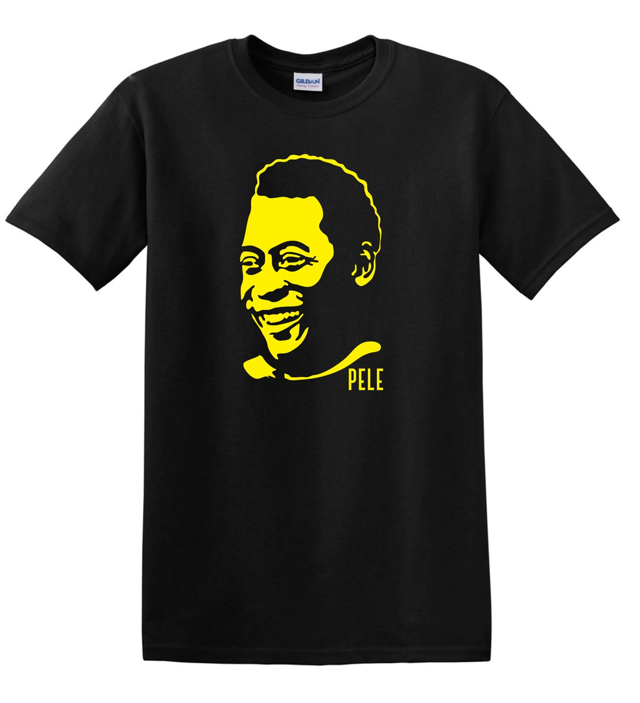 Revolutionary Tees Men's Black Pele Brazilian Football Legend Brazil Retro World Cup T-Shirt