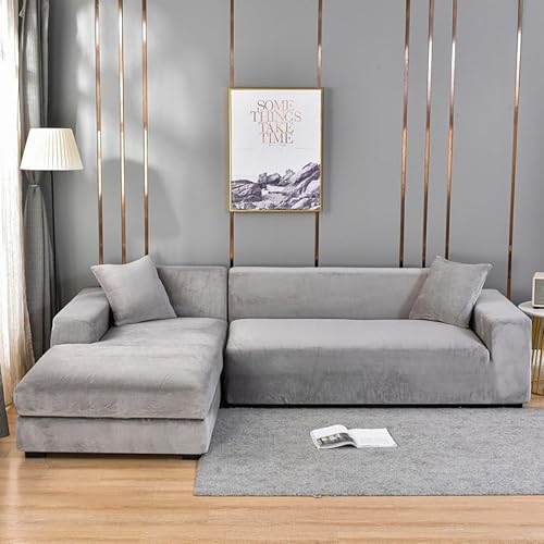 Soft Plush Velvet Sofa Cover AntiSlip Couch Slipcover for 1/2/3/4 Seater Thickened Corner Sofa Protector for Right Side Chaise Fits 185230cm (3 Seats)