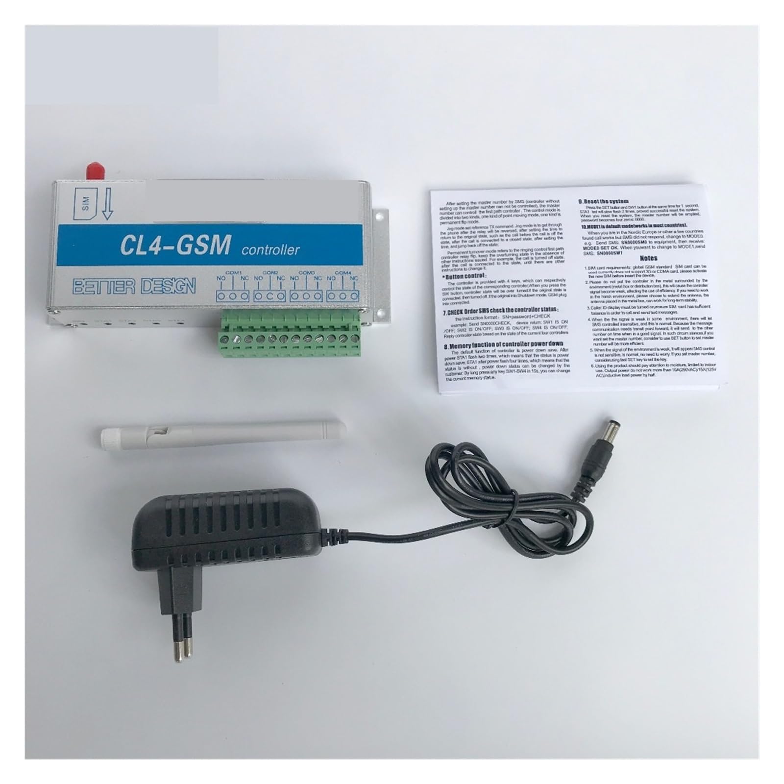 Abridor de puerta GSM, 4 canales, inalámbrico, teléfono móvil, Control remoto, controlador, relé, interruptor inteligente(KIT2)