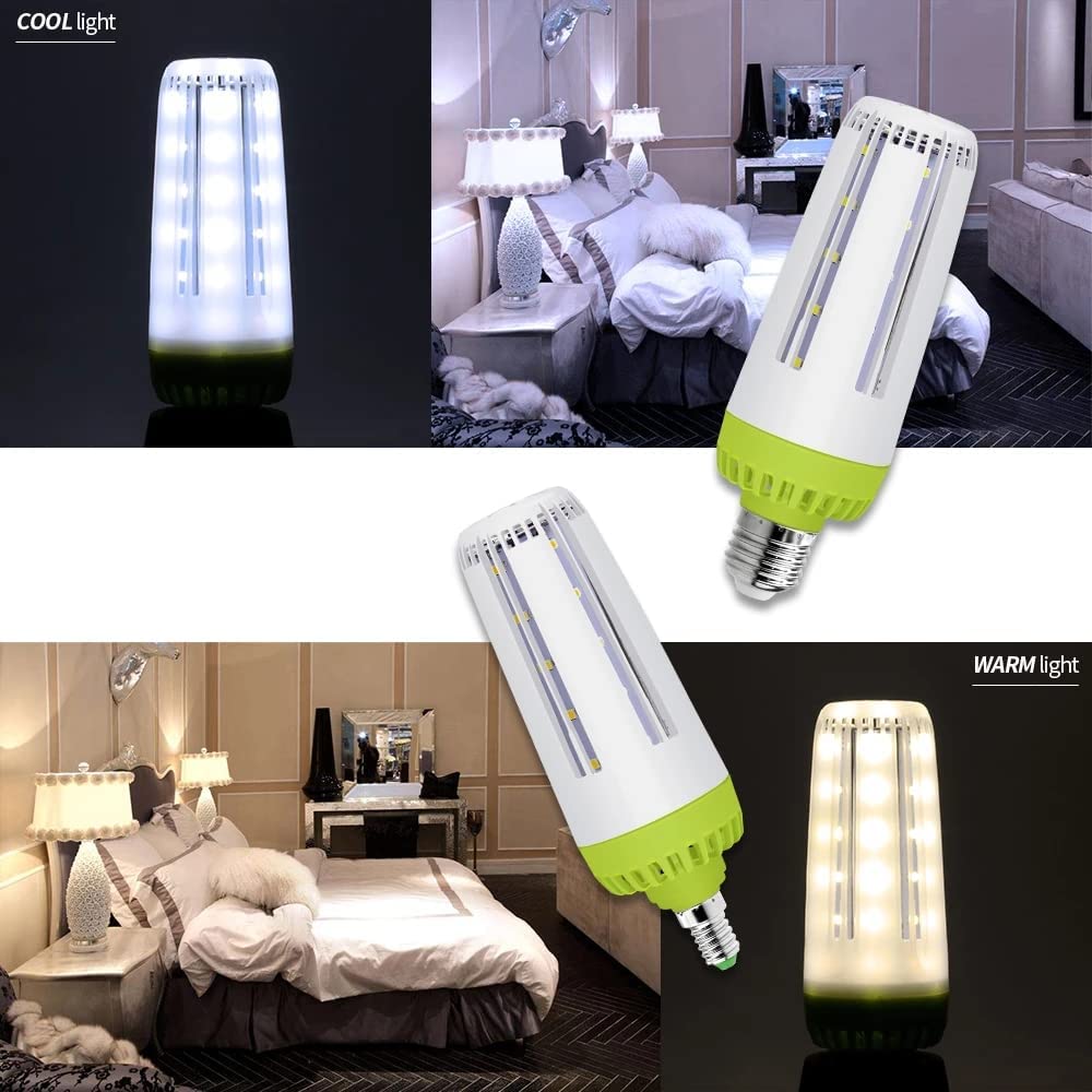Bombilla LED de maíz de 20 W, equivalente a 80 W, E27/E40, lámpara LED comercial de base grande, 5000 K, luz diurna, 14 400 lúmenes para iluminación de área de bahía alta, blanco frío, E14, 60 LED, 1