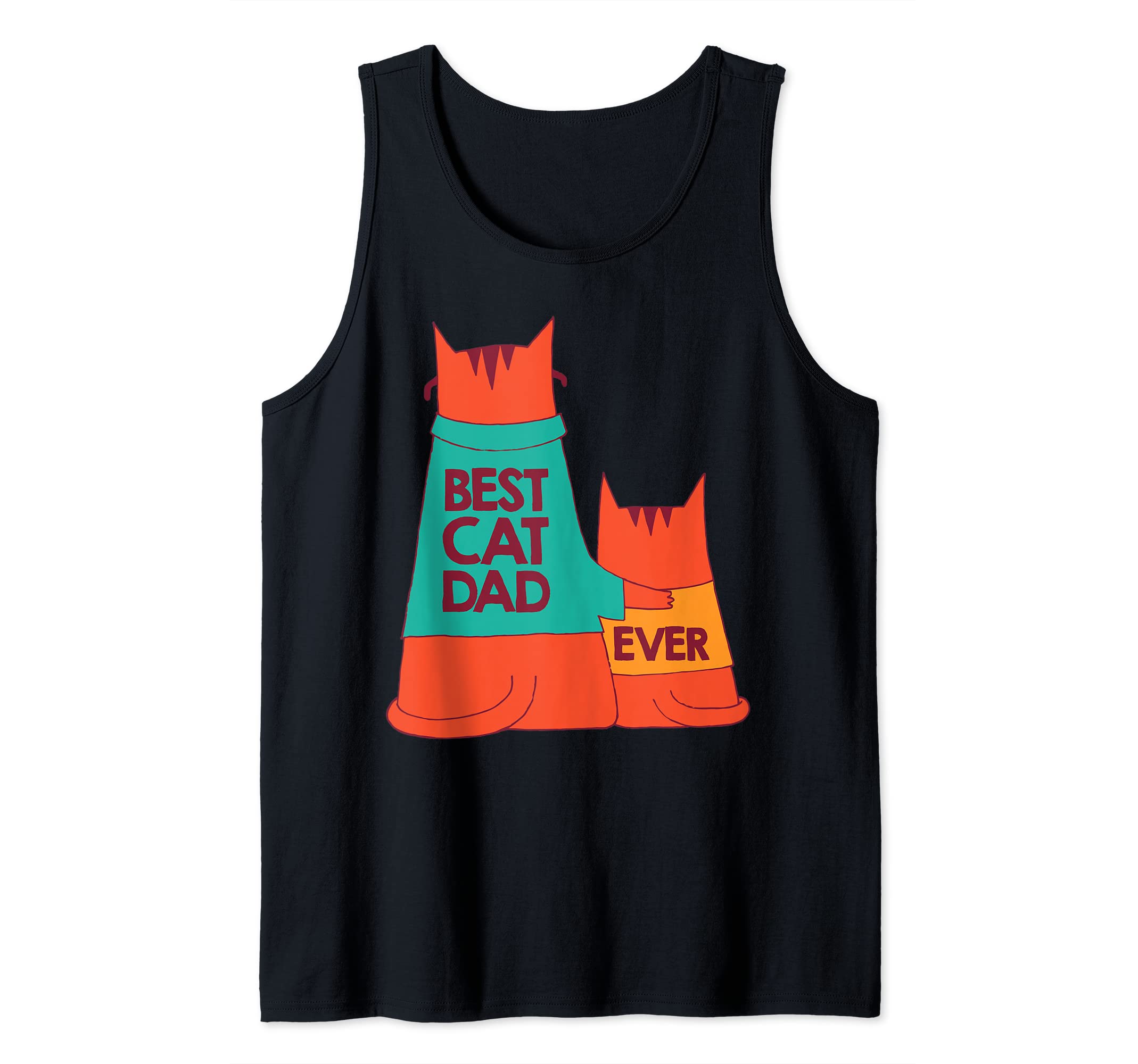 Mens Best Cat Dad Ever Kitty Cat Meow Pet Animal Father Day Tank Top, Black