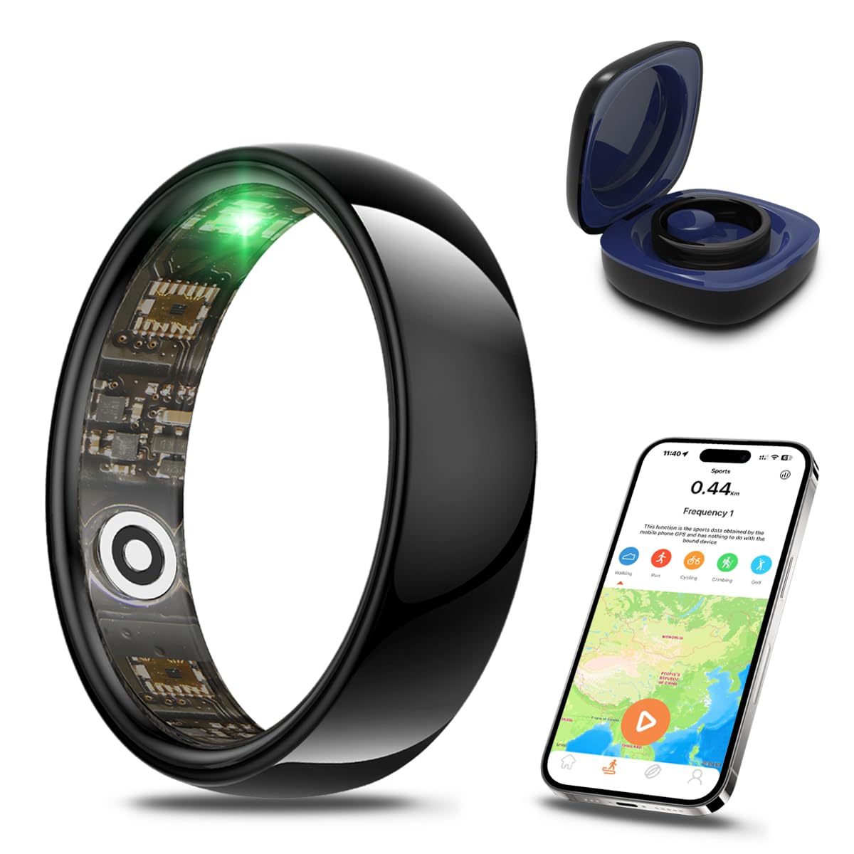 miro r1 smart ring for women & men health tracker blood oxygen heart rate monitor sleep monitoring ip68 waterproof health smart tracker (brown, 7)