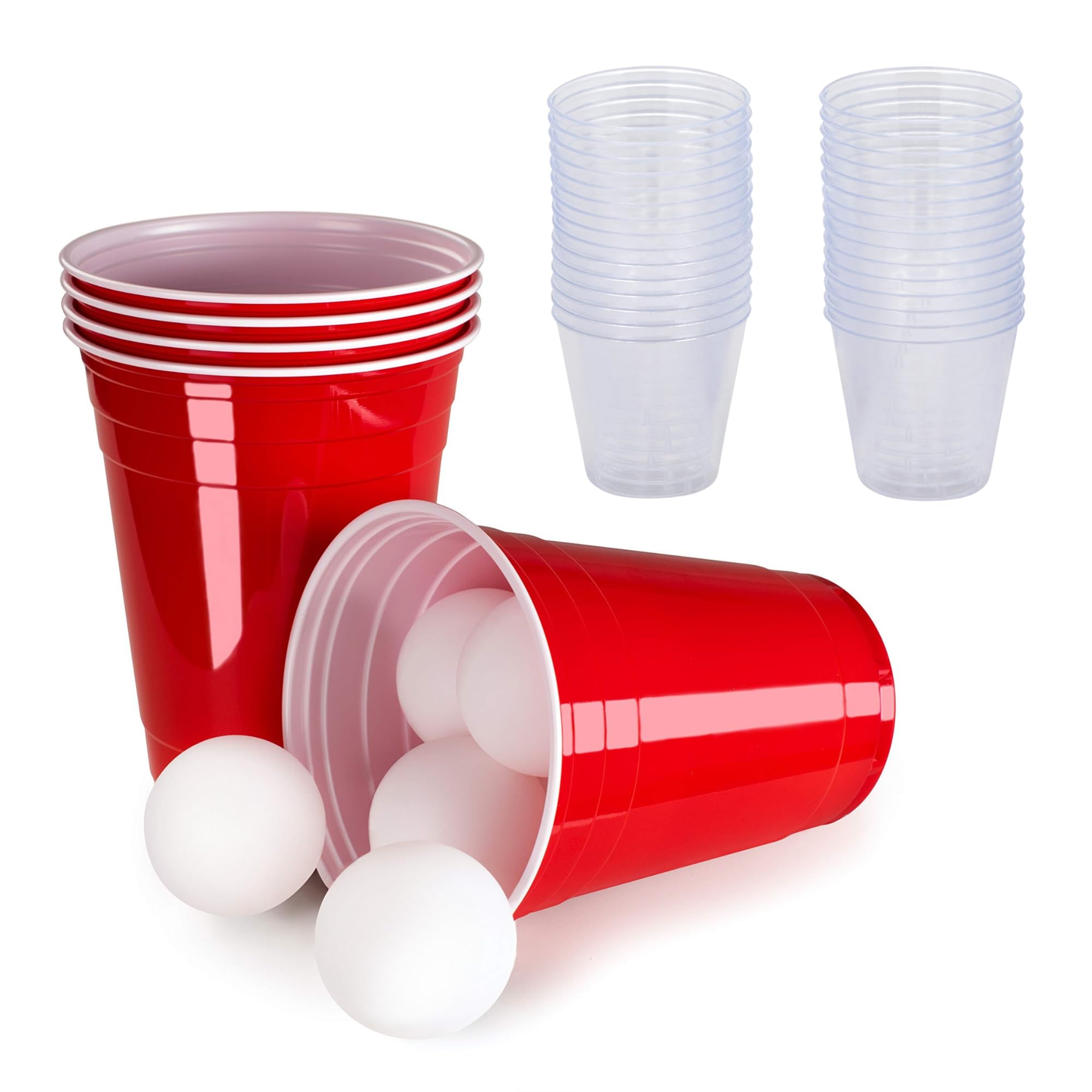 Ensemble ultime de jeux de bière pong | Comprend des gobelets rouges, des balles de ping-pong et des verres à shot | Parfait pour les enterrements de vie de jeune fille, les enterrements de vie de