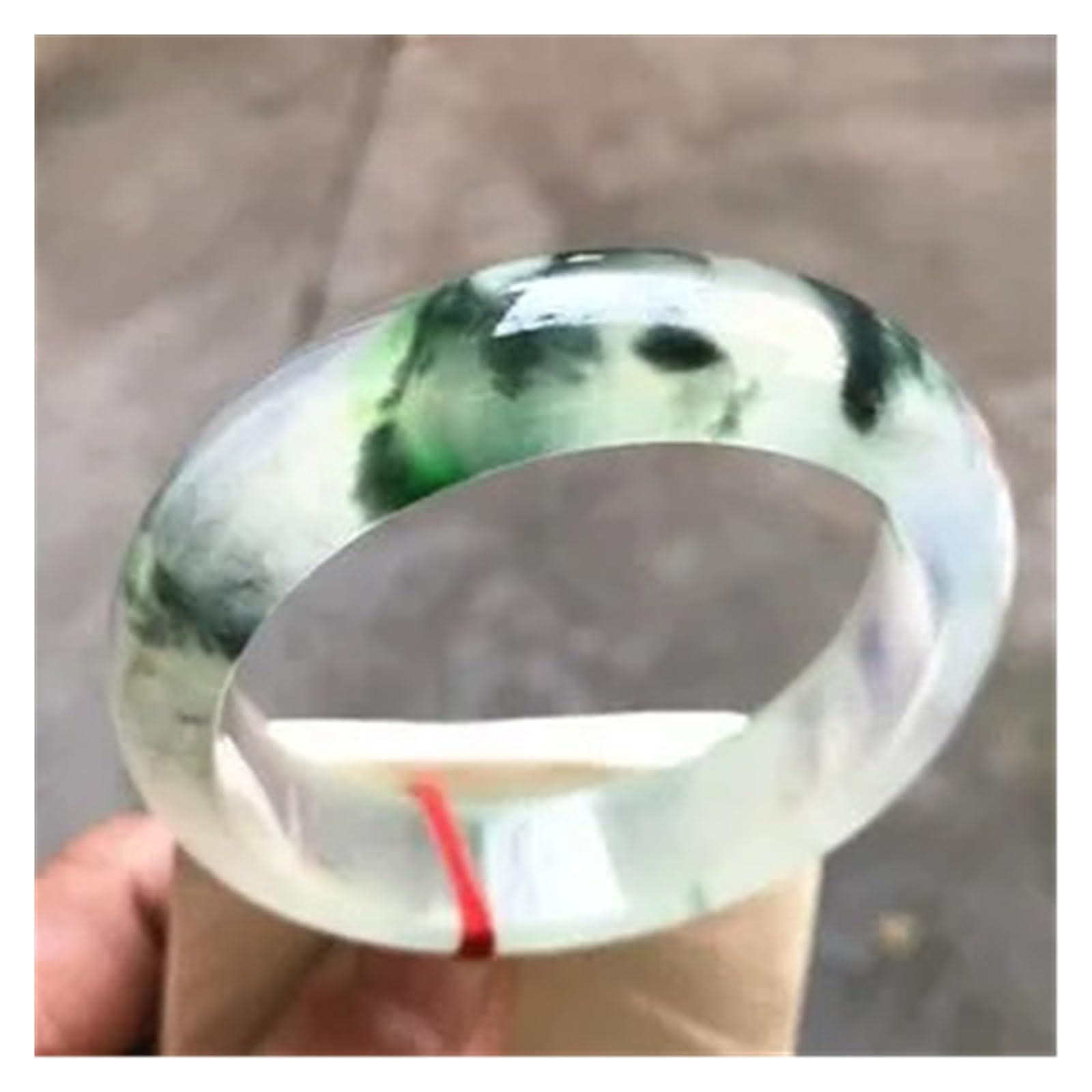 Bracciale rigido in giada giadeite verde ghiaccio naturale da 60,3 mm