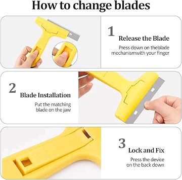 Scraper, 1 Piece Window Scraper, Wallpaper Remover with 10 Replacement Heads, 4 Inch Scraper Tool, Glass Scraper, Hob Scraper, Field Scratch Removal for Cleaning Oven