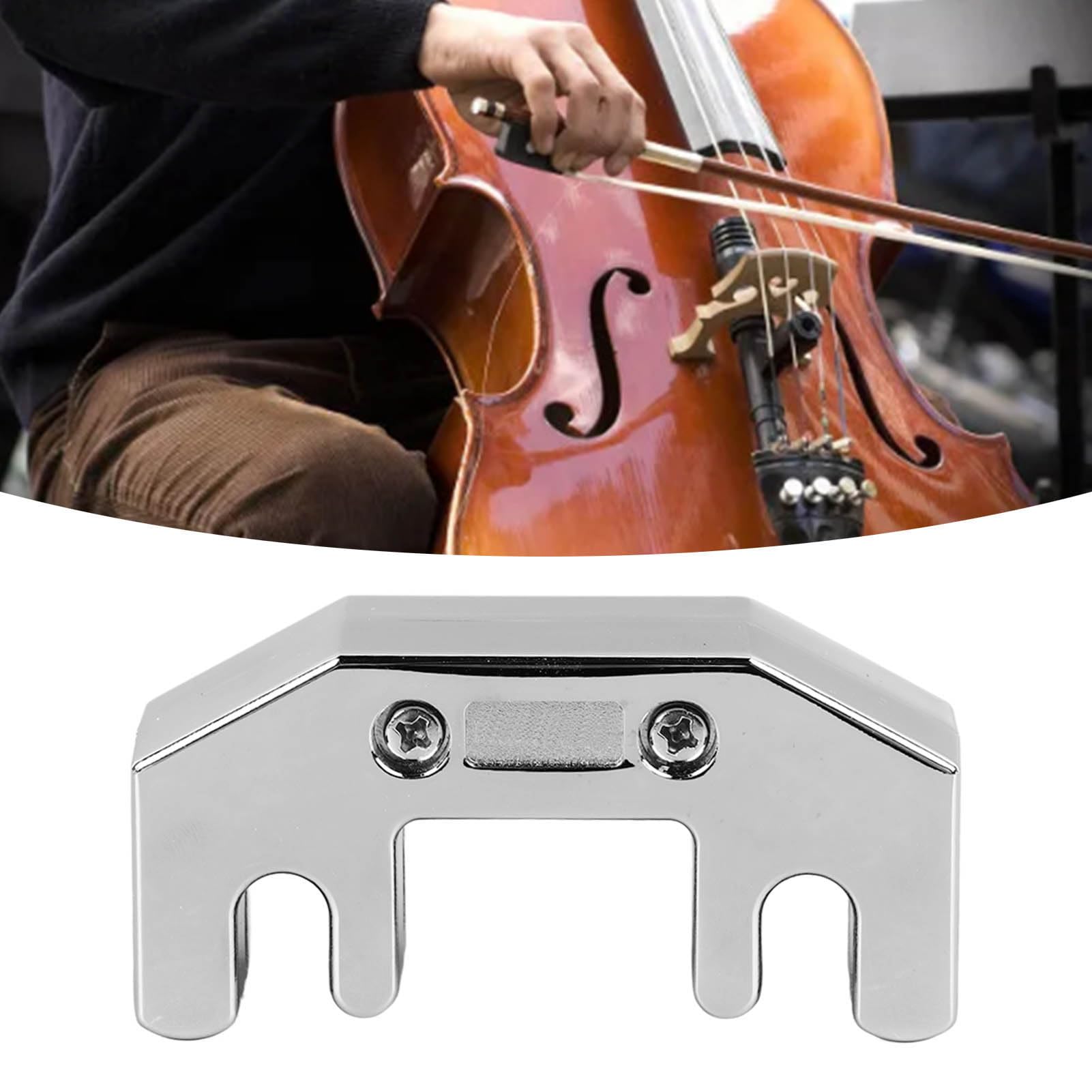Sourdine de Violoncelle, Accessoire D'instrument à Cordes de Silencieux de Violoncelle de Réduction de Bruit de Pratique de Violoncelle en Métal Durable (SILVER)