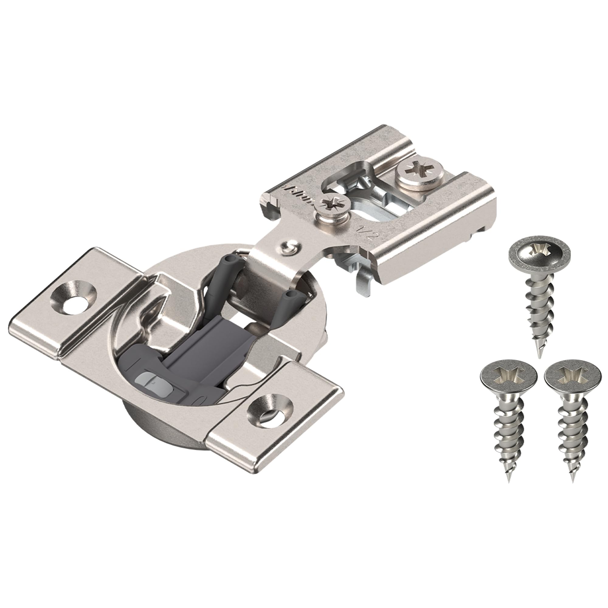 Compact BLUMOTION Hinge (5 Pack), 1/2" Overlay, 105° Opening Angle, Steel, Integrated Soft-Close Hinges for Face Frame Cabinets