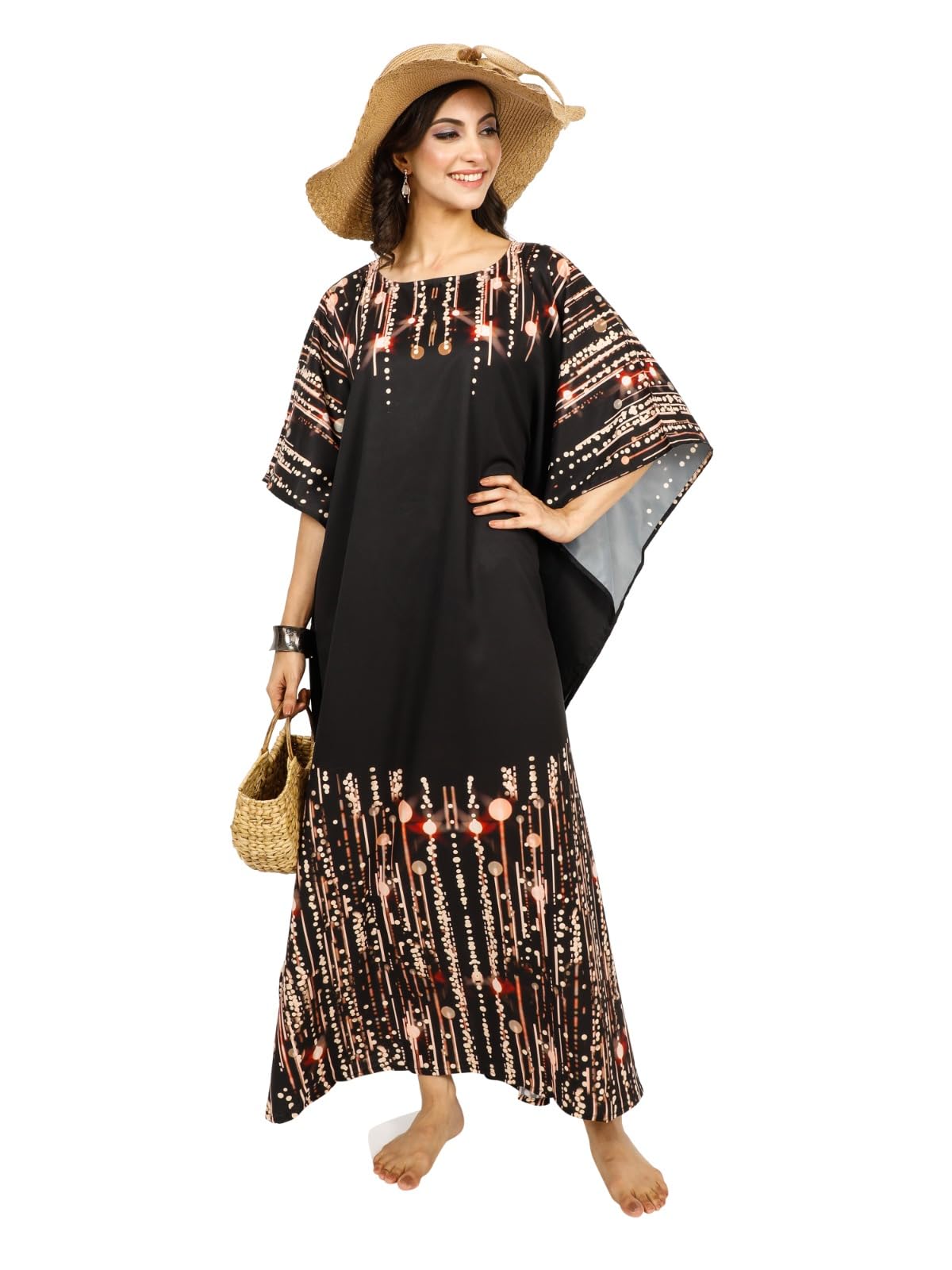 Art Of CreationWomen Kaftan Dress Tunic Long Maxi Plus Size Crepe Silk Print Caftan Gown Beach Party Casual Nightdress/Beach
